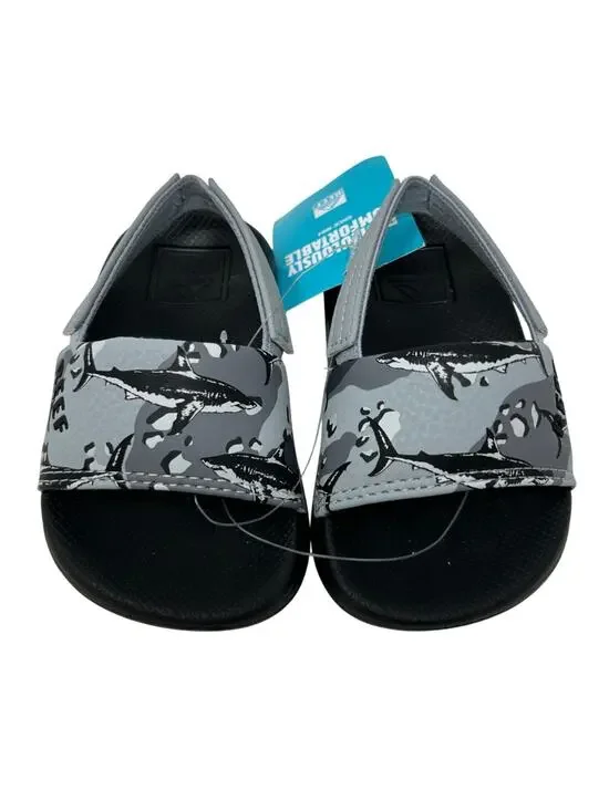 Reef Little One Slide Gray Camo Shark Sandals Size 5 NWT