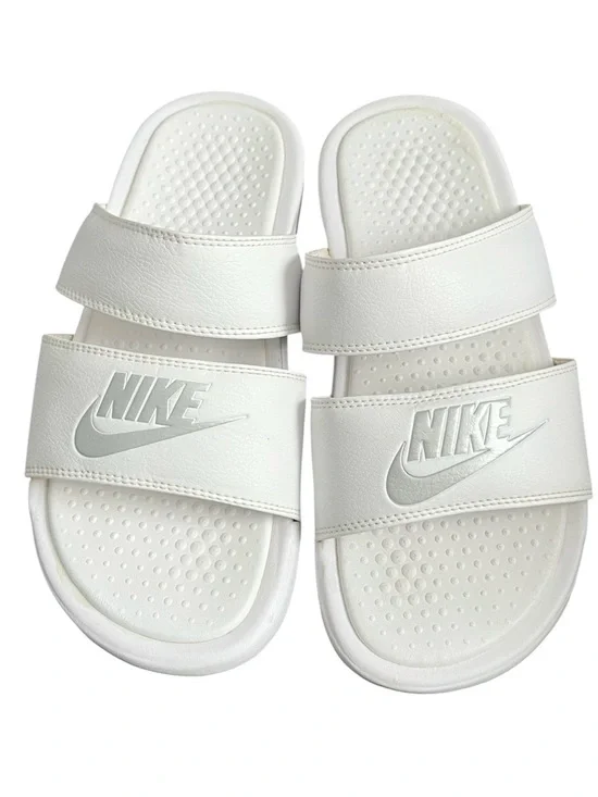 Nike Kids White Double-Strap Slide Sandals