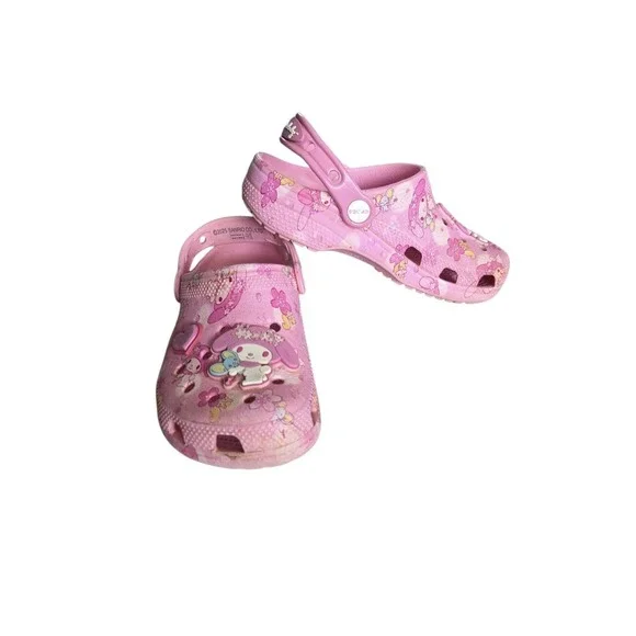 Crocs My Melody Pink Floral Clogs J1 Kids Sanrio Charm Shoes Cute Youth 2025