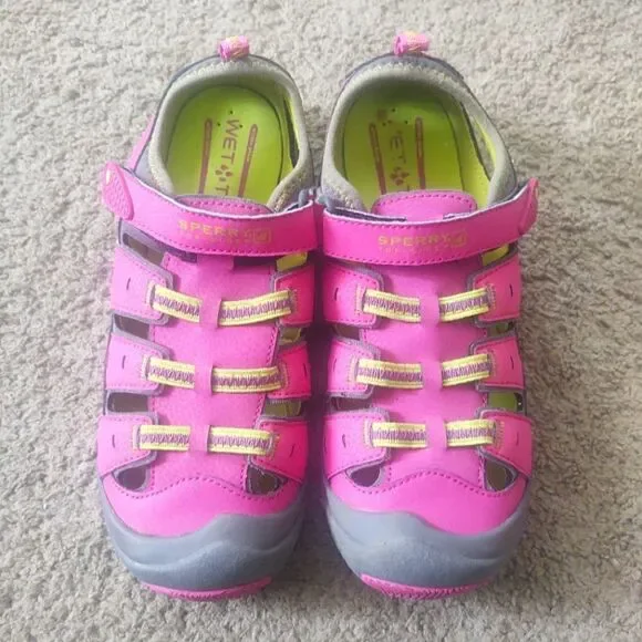 Sperry Top-Sider Wet Tech Fisherman Sandal Hot Pink Girls Size 4 PRE-OWNED