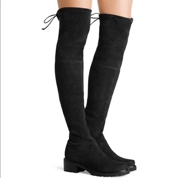 Stuart Weitzman Vanland Black Suede Over the Knee‎ Boots Women Size 9 EXCELLENT