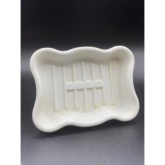 Antique White Standard Porcelain Ceramic Soap Dish Bath Tray Pedestal