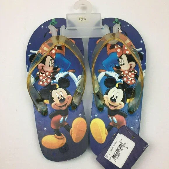 Disney Mickey and Minnie Mouse Flip Flops Sandals Size 2/3 Large