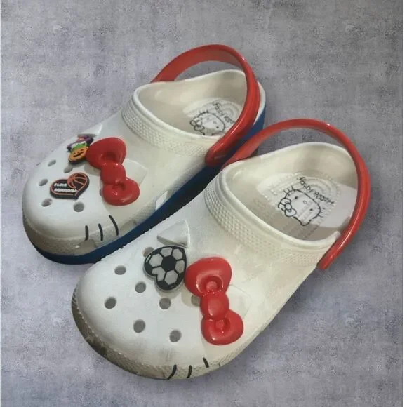CROCS Kids White and Red Clogs