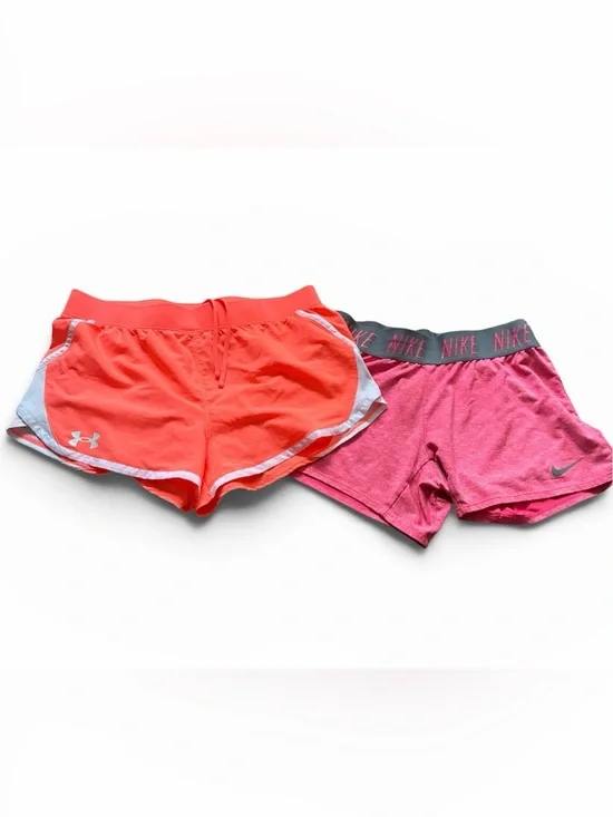 Girls Athletic Shorts Bundle 2 Pc Nike Dri-FIT Under Armour Size Large (14-16)