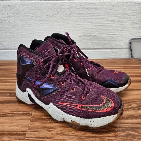 Nike LeBron 13 Mulberry Black Pure Platinum Kids 6.5Y‎ big boy Shoes 808709-500