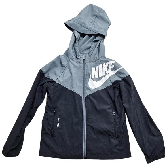 Nike Windrunner‎ Packable Windbreaker Jacket Grey Black CU9301-084 XS Loose *