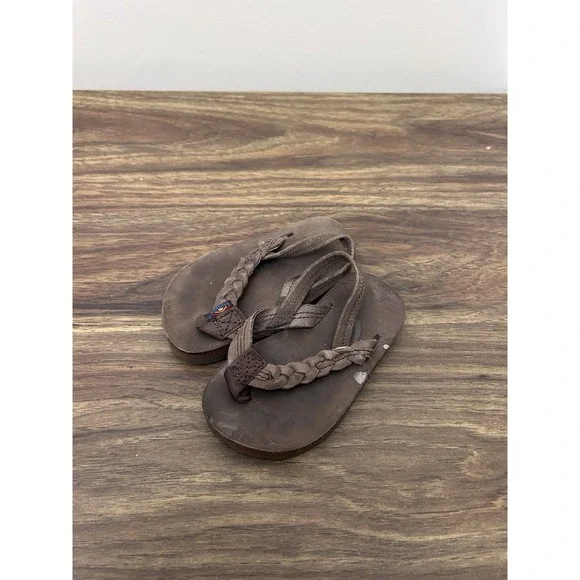 Rainbow Girls Sandals,Kids Size 3-4 Leather, Braided Strap Good‎ Condition