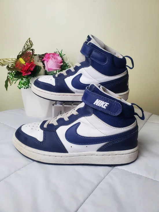 Nike Court Borough Mid 2 White Blue Size 1.5Y