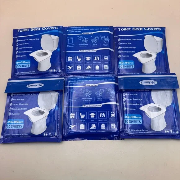 Set of 6 (10 pcs Each) Mckanti Toilet Seat Covers Disposable XL Flushable Pap