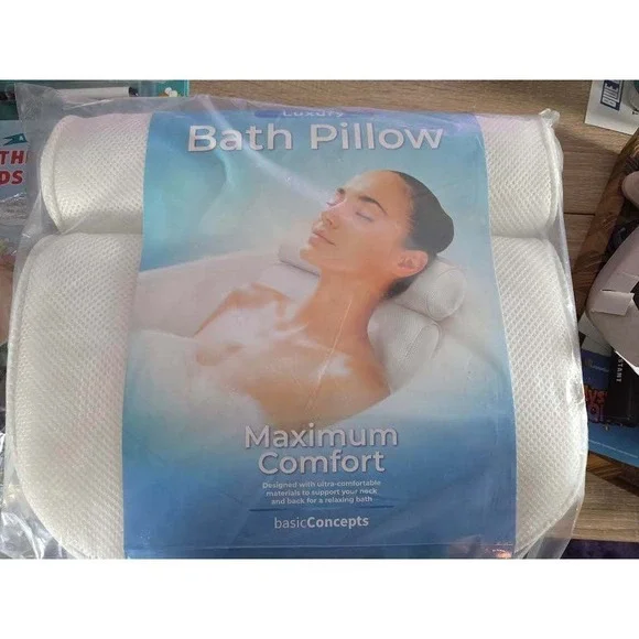 Basic Concepts Luxury Bath Pillow Maximum Comfort‎ Head Neck Support White Mesh