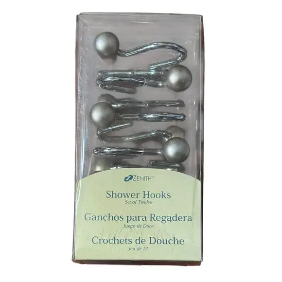 VTG Zenith Shower Hooks (12) 98NNSB Metal Brushed Gold Ball Accent Bathroom