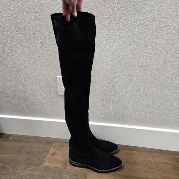 Le Silla Leather Black Over The Knee Suede Boots Size 40