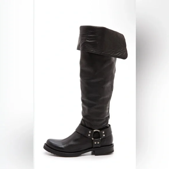 Frye Veronica Harness OTK knee high Boots black tall‎ boots women's 8.5 B New