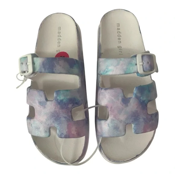 Madden Girl Multicolor Buckle‎ Slip On Sandals, Brand New