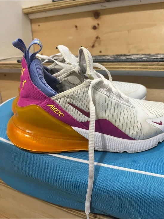 Nike Kids Air Max 270 White Pink Orange Sneakers