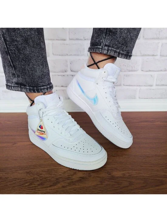 ❤️Nike Court Vision Mid Sz 6.5 Women's Shoes Sneaker White Iridescent FD0819-100