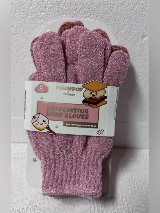 MOONPOP Exfoliating Body Gloves in Mauve Pink