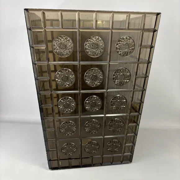 Vtg MCM Starburst Smoked Brown Geo Plastic Wastebasket – Reflections by Festival