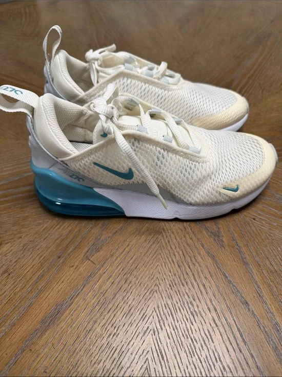 Nike Air Max 270 Kids Cream & Teal Sneakers Sz 3Y