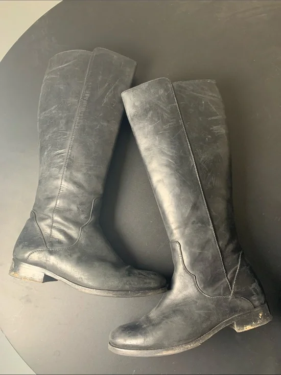 Frye Black Over-the-Knee Leather Riding Boots