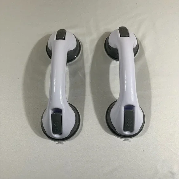 2 Pack 12in Suction Shower Grab Bars Safety Handles for Seniors Handicap White
