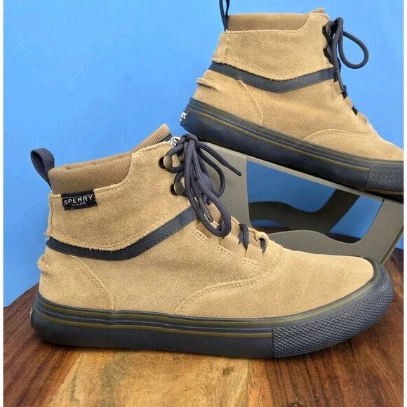 Sperry Striper Storm Sneaker Hightop Tan Suede Men's 8 Water Resistant STS21265