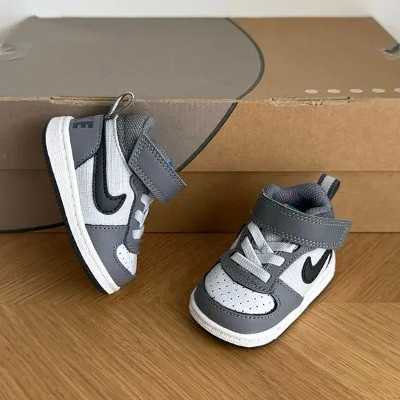 Nike Court Borough Grey/White Baby Sneakers- SZ 2 C