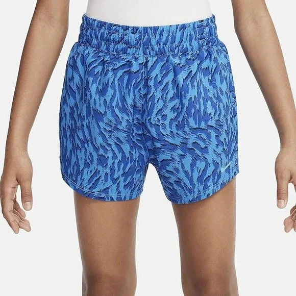 Nike One Big Kids (Girls) Woven High-Waisted Shorts‎ Light Photo Blue, L