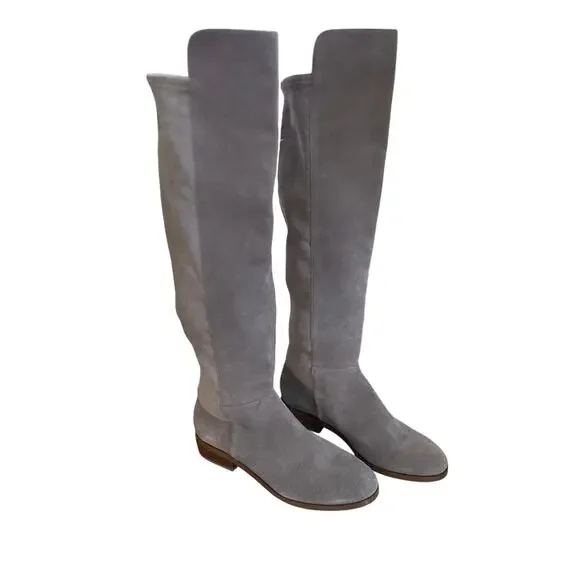 Sole Society Calypso Mushroom Grey Suede Over the Knee Pull On boots