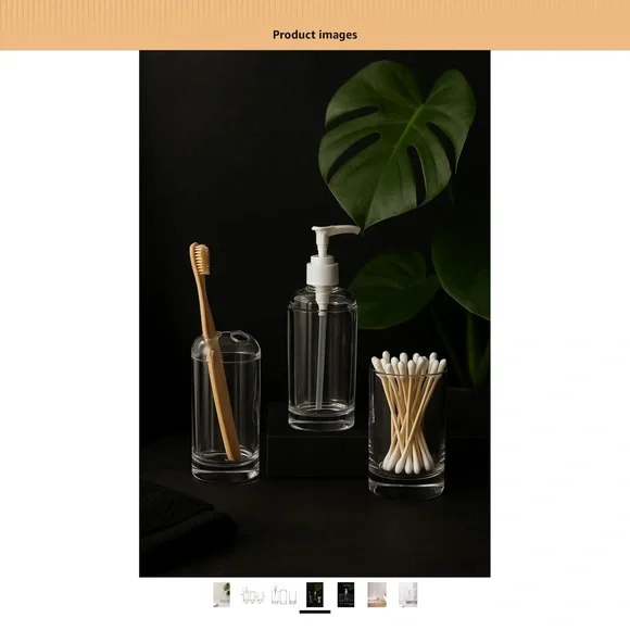 3 Piece Bathroom Accessories - Clear Acrylic Bathroom Set
