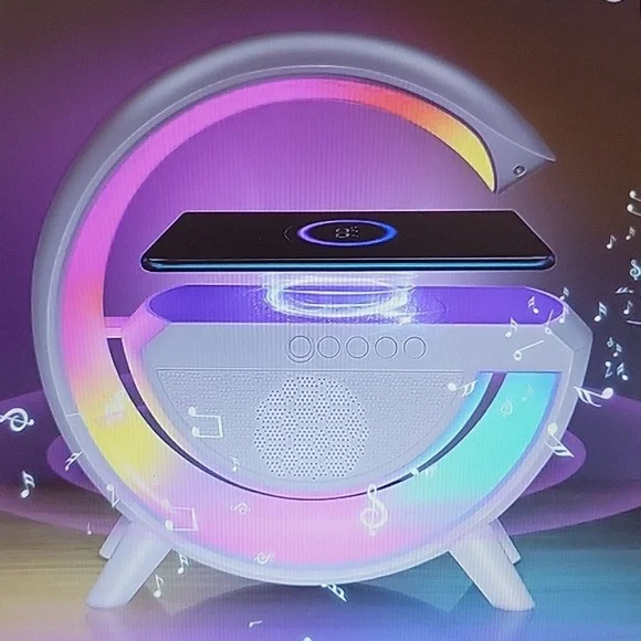 S Sunsbell 3 in 1 rainbow ambient light wireless charger speaker table NEW…