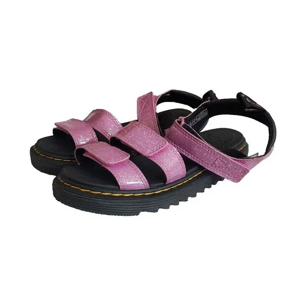 Doc Dr. Martens Klaire J Strappy Sandals Girl's Size 5 Glittery Pink Purple