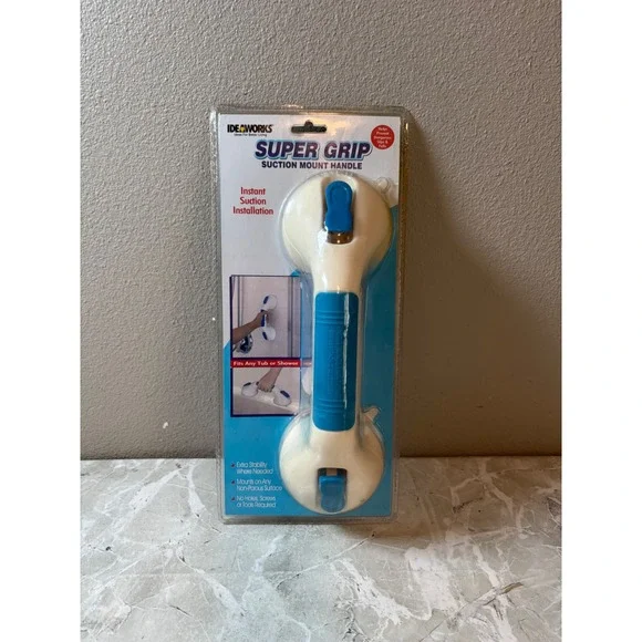 IdeaWorks Super‎ Grip Suction Mount Handle Bathroom Shower Safety Grab Bar White