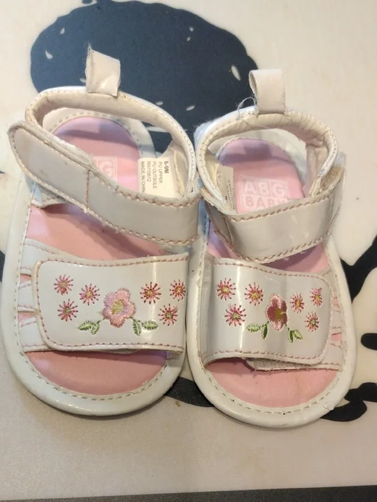 White & Pink Floral Infant Sandals