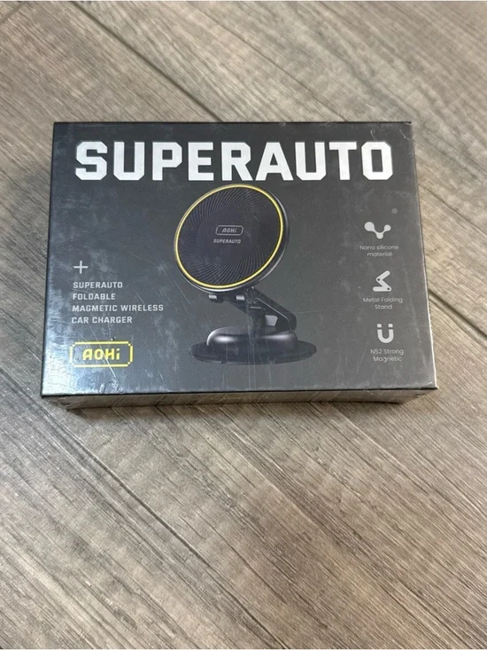 Foldable Magnetic Wireless Car Charger - Black with Yellow Accent