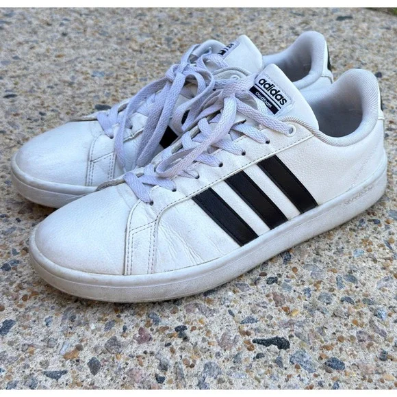 Adidas Cloudfoam Advantage White Black Sneakers Low Top Shoes AW4294 Mens 9.5