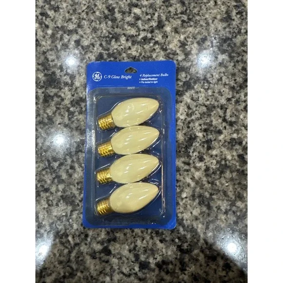 NEW GE C-9‎ Replacement Bulb White Halloween, Christmas  4 Pack