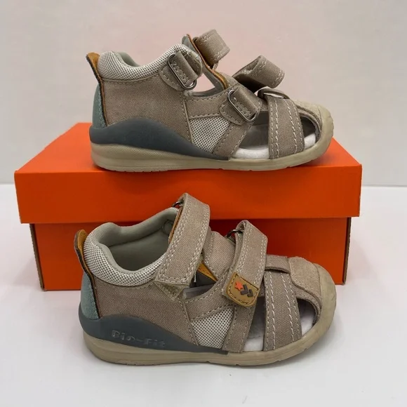 Kids Tan and Gray Sandals