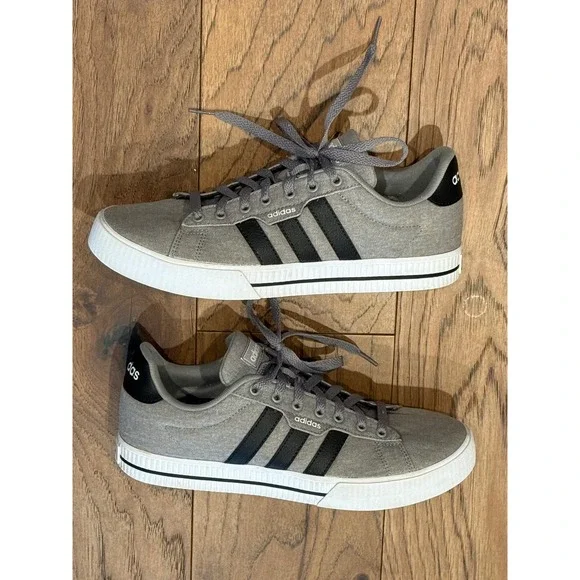Adidas Daily 3.0‎ Mens Sneakers Grey Black Canvas Low Top Shoes Size 9.5