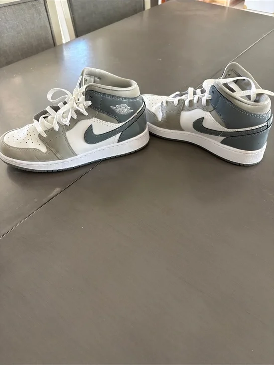 Nike Kids Mid-Top Sneakers in White and Gray