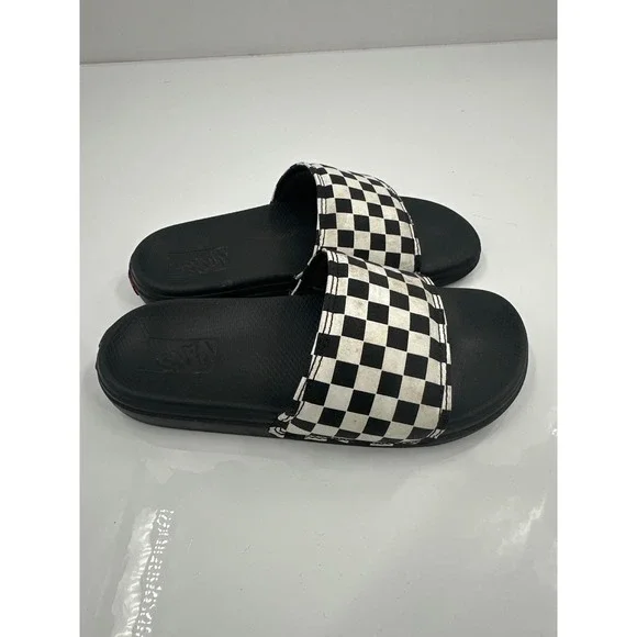 Vans La Costa Slide-On Youth 2.0 Black White Checkerboard Sandals VN0A38CUH0D