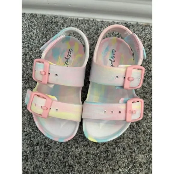 ❤️Cat & Jack Pastel Tie Dye Toddler Sandals Sz5