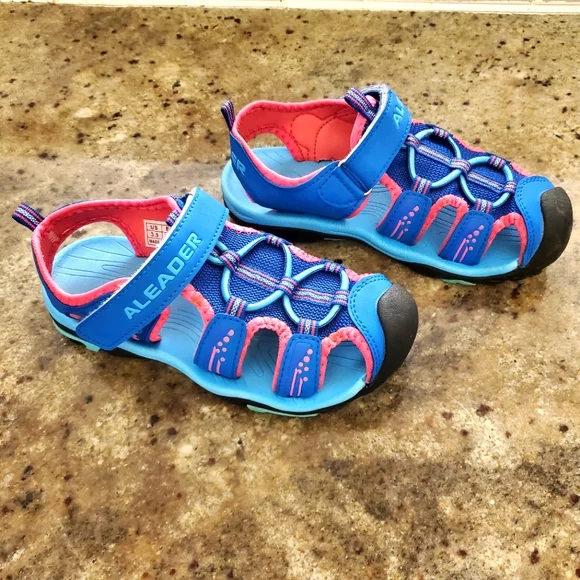 Aleader Blue Pink Girl Big Kid Outdoor Athletic Water Sandals SZ 3.5‎