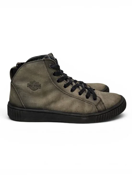 Harley Davidson Barren High Top Sneaker Mens Distressed Smoke Leather Biker 11.5