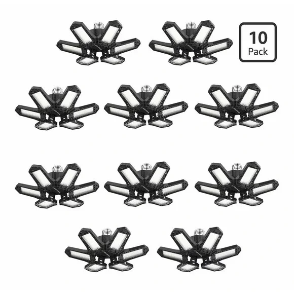 120W LED Garage Lights 10 Pack Deformable Ceiling Shop Light 6500K E26/E27