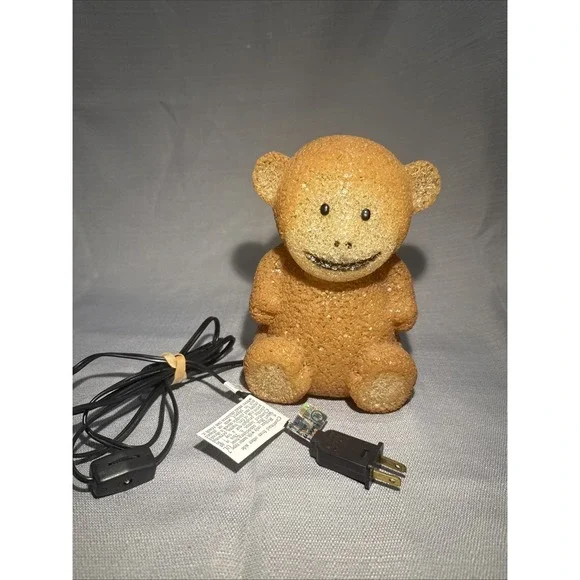 Melted Popcorn‎ Brown Monkey Lamp Night Light  With Plug No Lightbulb Not Tested