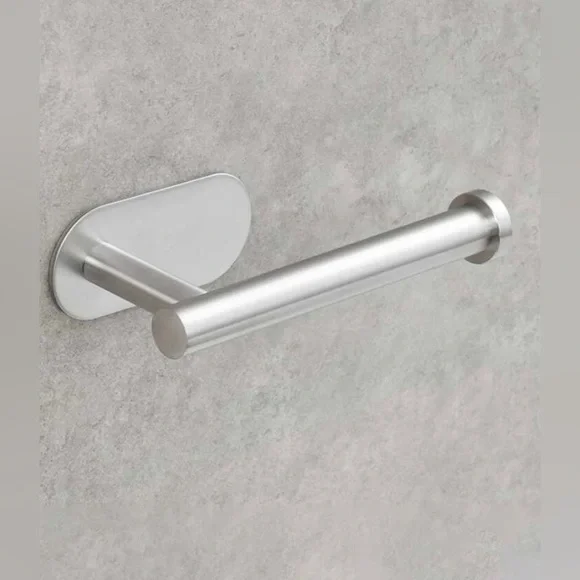 NIB Stainless Steel Toilet Paper Holder / No Punch /Easy 3M Stick Decor Bathroom