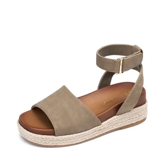Dream Pairs Girls Taupe Flatform Wedge Espadrille Sandals KKUMWS2501 Size 2 NEW