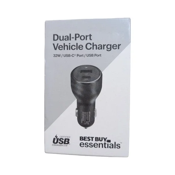 U7-V Best Buy 32 W Vehicle Charger with 1 USB-C & 1 USB Port Black (Lot Of 4) ⬇️